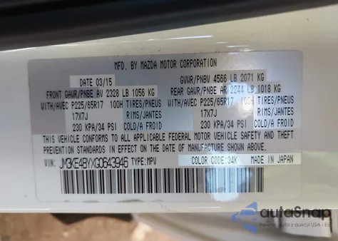 2016 Mazda Cx-5 Sport z USA, uszkodzony, nr VIN JM3KE4BYXG0643946